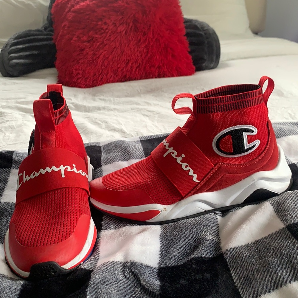Red champion sneakers